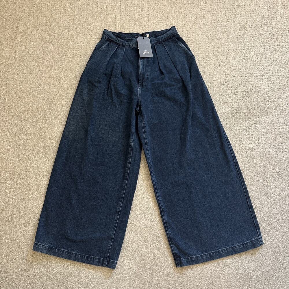 Levis Made Crafted Womens Jeans Wide Leg Dark Wash Blue Size 28/28 NWT